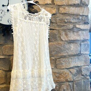 Zanzea Feminine Lined White Lace Short Dress Size Small